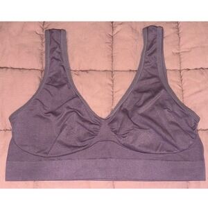 Womens Purple‎ Gray Bra Full Coverage Comfort Stretch Bralette Wide Strap, 1XL